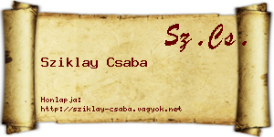 Sziklay Csaba névjegykártya